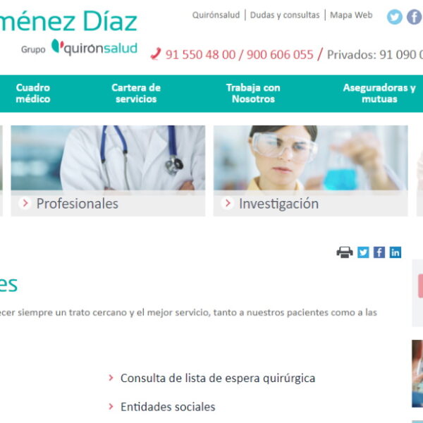 Hospital Universitario Fundación Jiménez Díaz teléfonos de atención
