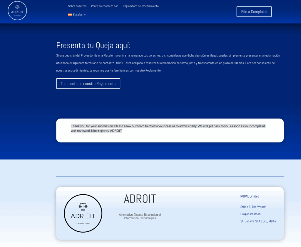 Reclamar a una plataforma sin ir a juicio ya es posible: así funciona la “vía rápida” de la DSA para impugnar moderaciones en redes y marketplaces 3 reclamacion dsa adroit