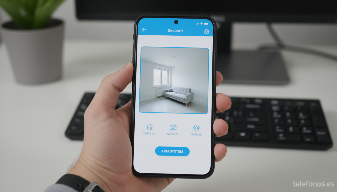App Ring mostrando imagen en directo de camara de seguridad interior