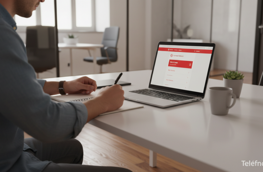 Hombre gestionando el contestador desde el area de cliente Vodafone en el portatil