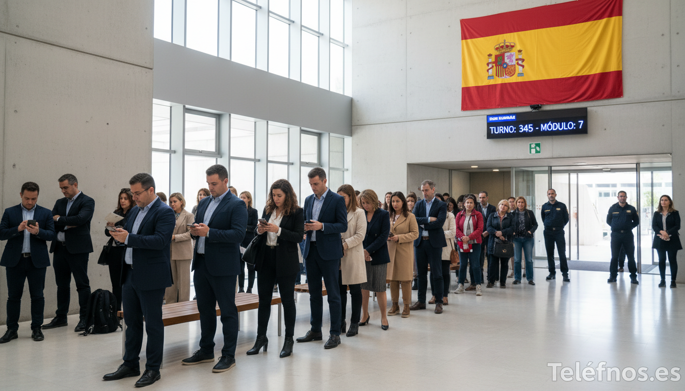 Cola de espera en oficina de Extranjería para trámites de residencia