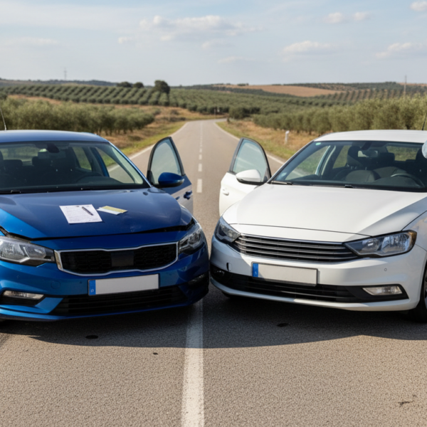 Conductor llamando a Direct Seguros tras un accidente de tráfico