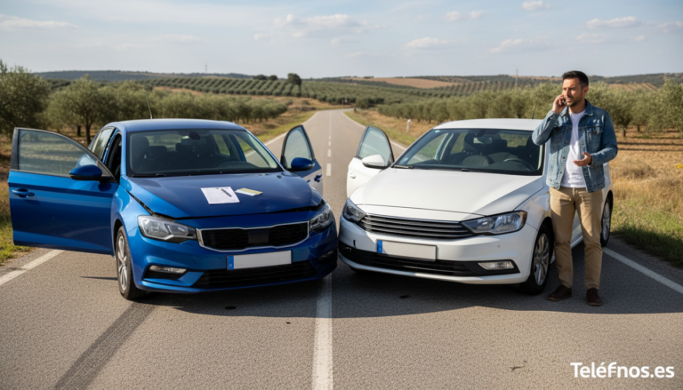 Conductor llamando a Direct Seguros tras un accidente de tráfico