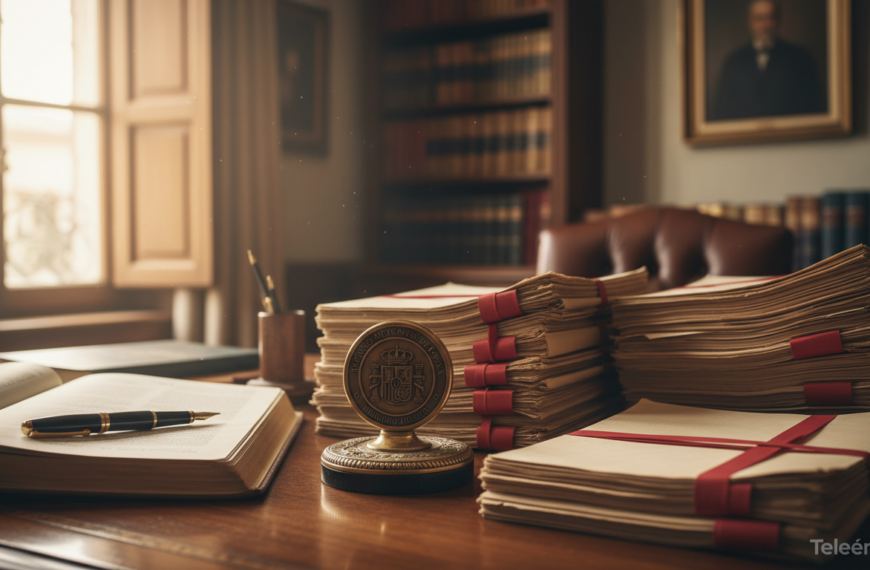 Oficina del Registro Mercantil Madrid con sello y documentos oficiales