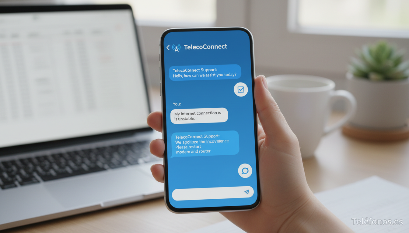 Chat de atención al cliente de Simyo en el móvil