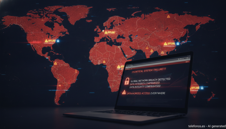 Ilustración de un mapa de webs en alerta roja por la vulnerabilidad PHP2Shell