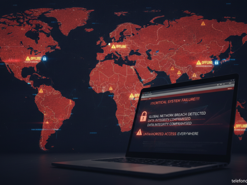 Ilustración de un mapa de webs en alerta roja por la vulnerabilidad PHP2Shell