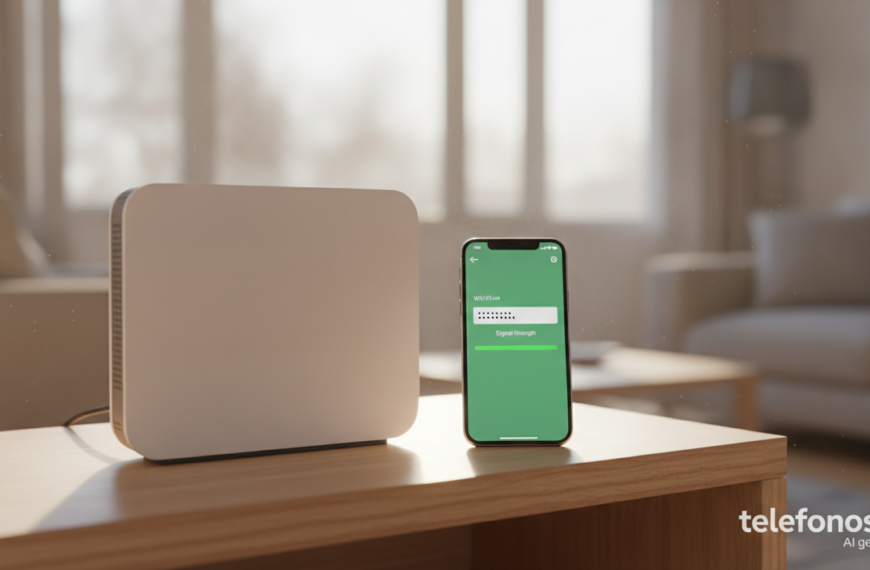 Nueva portada banner 9 Router wifi doméstico junto a un móvil que muestra una contraseña robusta